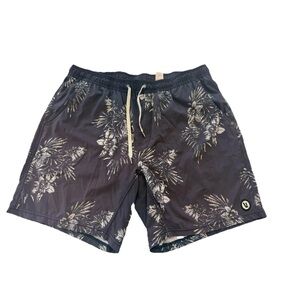 Vuori mens swim trunks Boardshorts Shorts Hawaiian Floral Print Ombré Gray XL